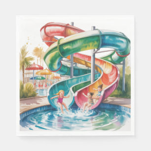 Serviette En Papier Fête d'anniversaire pour enfants avec toboggan aqu