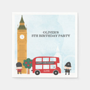 Serviette En Papier Fête d'anniversaire pour enfants Bus Londonien Rou