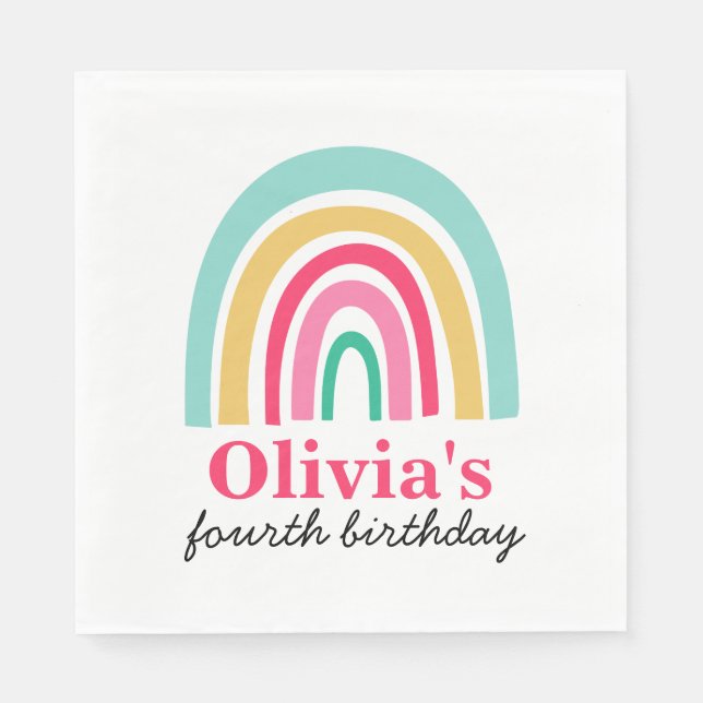 Serviette En Papier Fête d'anniversaire Rainbow (Devant)