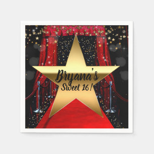 Serviette En Papier Fête d'anniversaire Red Carpet Hollywood Gold Star