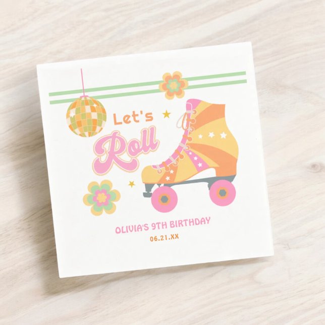 Serviette En Papier Fête d'anniversaire Roll Girl Roller Skating (Créateur téléchargé)