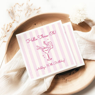 Serviette En Papier Fête d'anniversaire rose fantaisiste à la main Coc