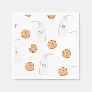 Serviette En Papier Fête d'anniversaire rose Lait et Cookies