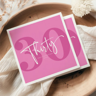 Serviette En Papier Fête d'anniversaire rose trente 30ème trentième