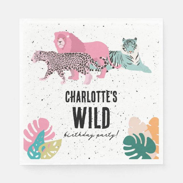 Serviette En Papier Fête d'anniversaire sauvage Jungle Animaux Anniver (Devant)