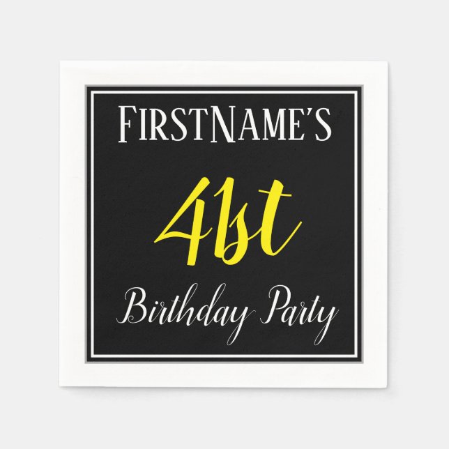Serviette En Papier Fête d'anniversaire simple, 41ème avec nom personn (Devant)