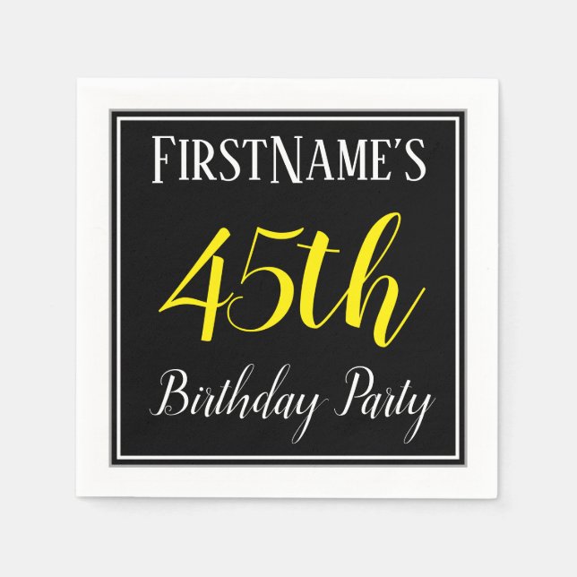 Serviette En Papier Fête d'anniversaire simple, 45e avec nom personnal (Devant)