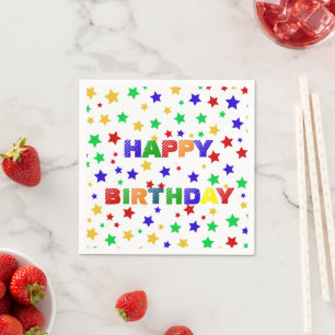 Serviette En Papier Fête d'anniversaire simple moderne rouge étoile co