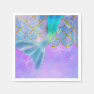 Serviette En Papier Fête d'anniversaire Sirène Iridescente Perle Brill