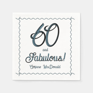 Serviette En Papier Fête d'anniversaire soixante ans Arctique Bleu Soi