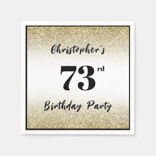 Serviette En Papier Fête d'anniversaire sur mesure noir et or 73 ans