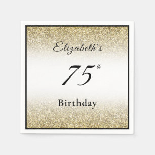 Serviette En Papier Fête d'anniversaire sur mesure noir et or 75 ans