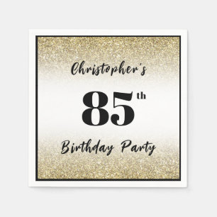Serviette En Papier Fête d'anniversaire sur mesure noir et or 85 ans