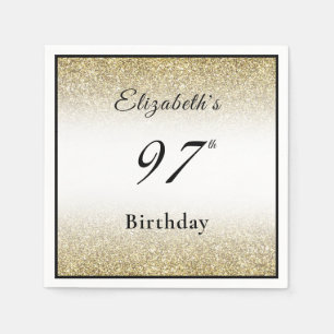 Serviette En Papier Fête d'anniversaire sur mesure noir et or 97 ans