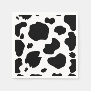 Serviette En Papier Fête d'anniversaire Taches de Vache Noir & Blanc