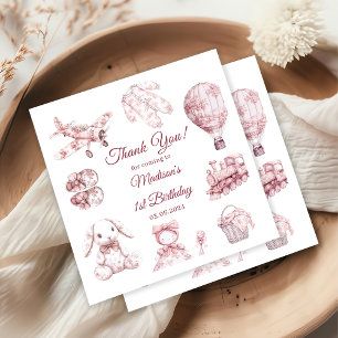 Serviette En Papier Fête d'anniversaire Toile De Jouy rose