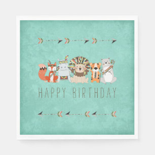 Serviette En Papier Fête d'anniversaire tribale d'animaux pour enfants