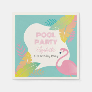 Serviette En Papier Fête d'anniversaire Tropicale aux Flamants Roses P