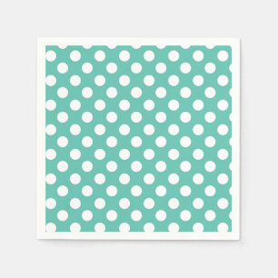 Serviette En Papier Fête d'anniversaire turquoise et blanc à pois