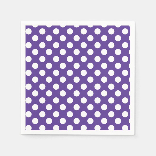 Serviette En Papier Fête d'anniversaire Violet Pourpre & Blanc à pois (Devant)