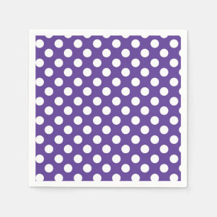 Serviette En Papier Fête d'anniversaire Violet pourpre et pois blancs