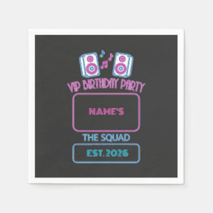 Serviette En Papier Fête d'anniversaire VIP Neon Squad Invité personna