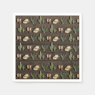Serviette En Papier Fête d'anniversaire western cow-boy rustique en bo