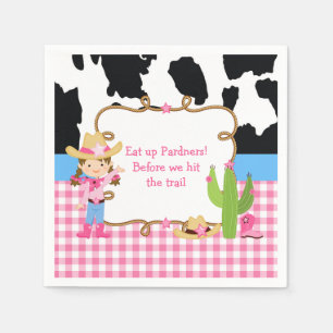 Serviette En Papier Fête d'anniversaire western Cowgirl brune