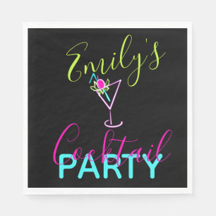 Serviette En Papier Fête d'art moderne au cocktail néon