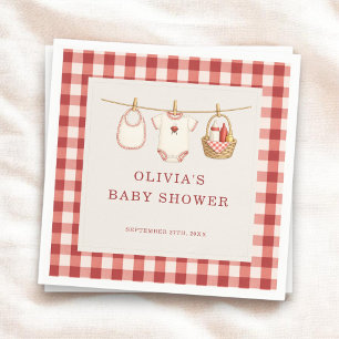 Serviette En Papier Fête de Baby-Q Gingham Rouge pour la naissance d'u