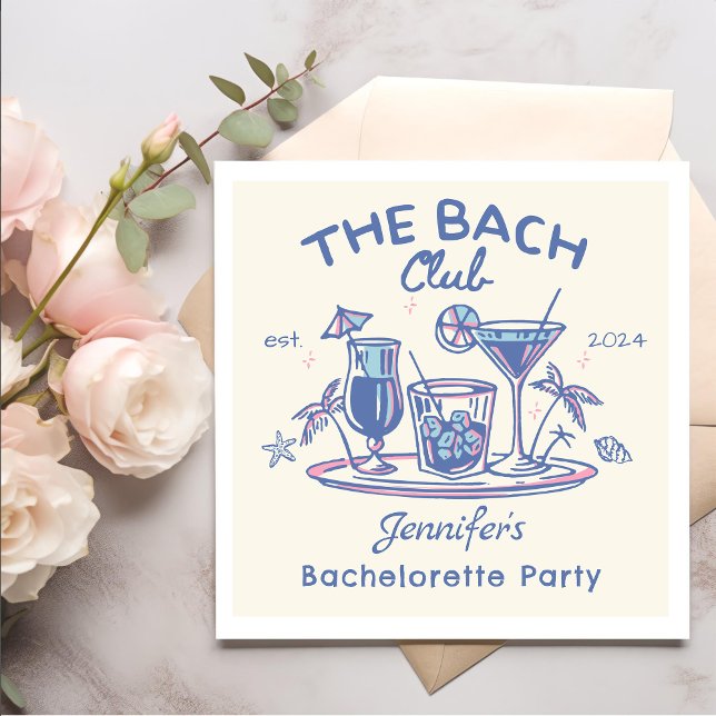 Serviette En Papier Fête de Bachelorette de Cocktail de Plage Caprice  (Créateur téléchargé)