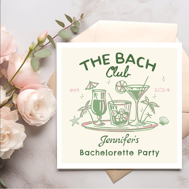 Serviette En Papier Fête de Bachelorette de Cocktail de Plage Fantaisi (Créateur téléchargé)