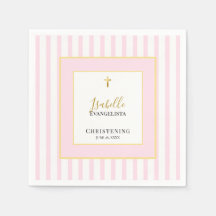 Fête de baptême élégante rose et or