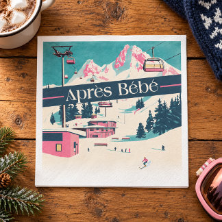 Serviette En Papier Fête de Bébé Après Bébé Retro Ski
