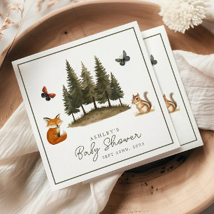 Serviette En Papier Fête de Bébé Aquarelle Animaux de la Forêt