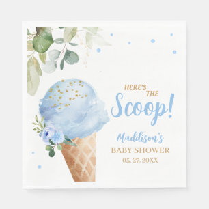 Serviette En Papier Fête de Bébé Crème Glacée Bleue 