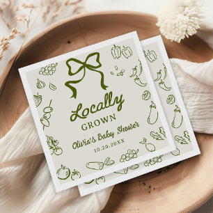 Serviette En Papier Fête de Bébé Dessinée à la Main et Produits Locaux