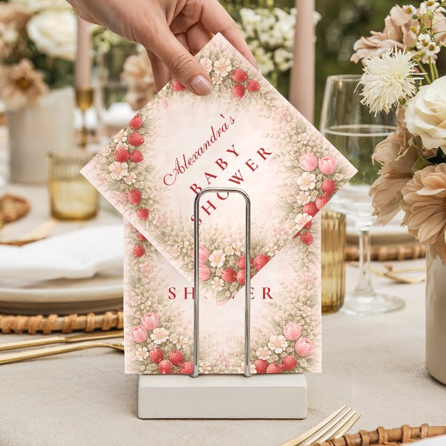 Serviette En Papier Fête de Bébé Douce Fraise (Créateur téléchargé)
