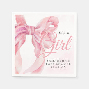 Serviette En Papier Fête de bébé fille à l'arc rose