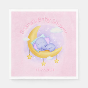 Serviette En Papier Fête de bébé fille à l'éléphant rose