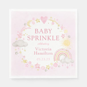 Serviette En Papier Fête de Bébé Fille Aquarelle Arc-en-Ciel
