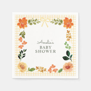 Serviette En Papier Fête de bébé Fleur de Souci Gingham 016
