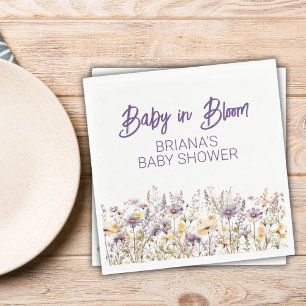 Serviette En Papier Fête de bébé genre neutre aux fleurs sauvages viol