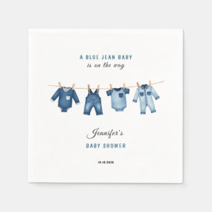 Serviette En Papier Fête de Bébé Jean Bleu - Thème Denim