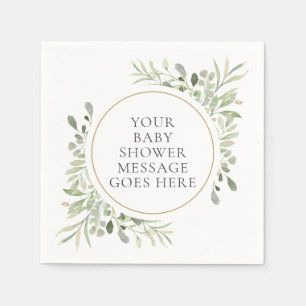 Serviette En Papier Fête de bébé neutre feuilles d'eucalyptus aquarell
