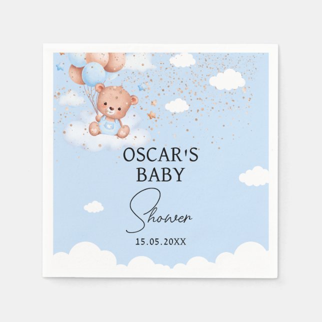 Serviette En Papier Fête de bébé ours câlin garçon (Devant)