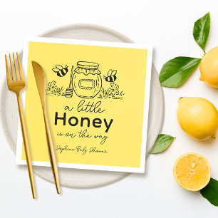 Serviette En Papier Fête de bébé pot de miel dessiné à la main abeille