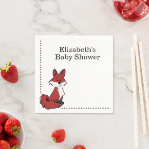 Serviette En Papier Fête de bébé renard rouge personnalisée