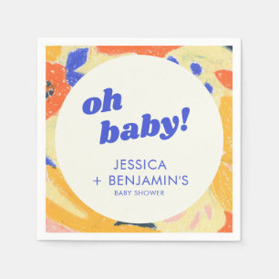 Serviette En Papier Fête de Bébé Rétro Abstraite Botanique Personnalis
