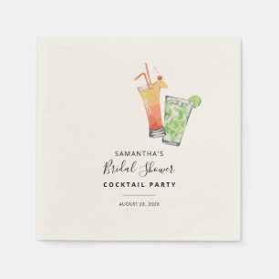 Serviette En Papier Fête de Cocktail de Mariage à l'Aquarelle 